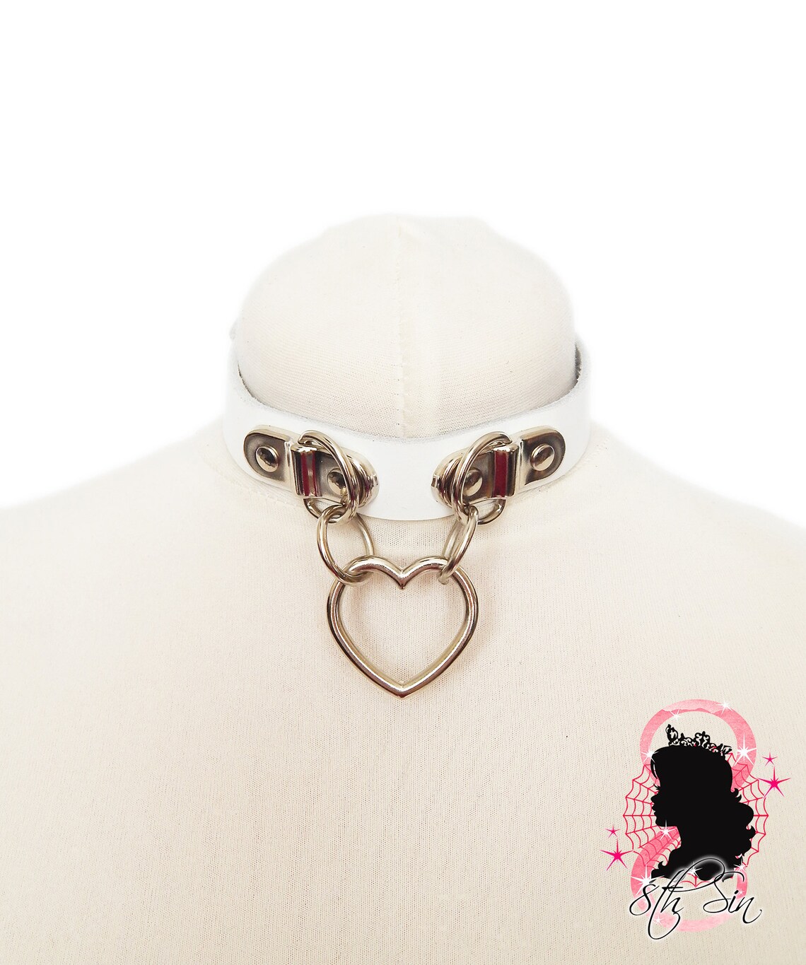 White Bound Heart Ring Choker White Bound Heart Ring Collar Etsy