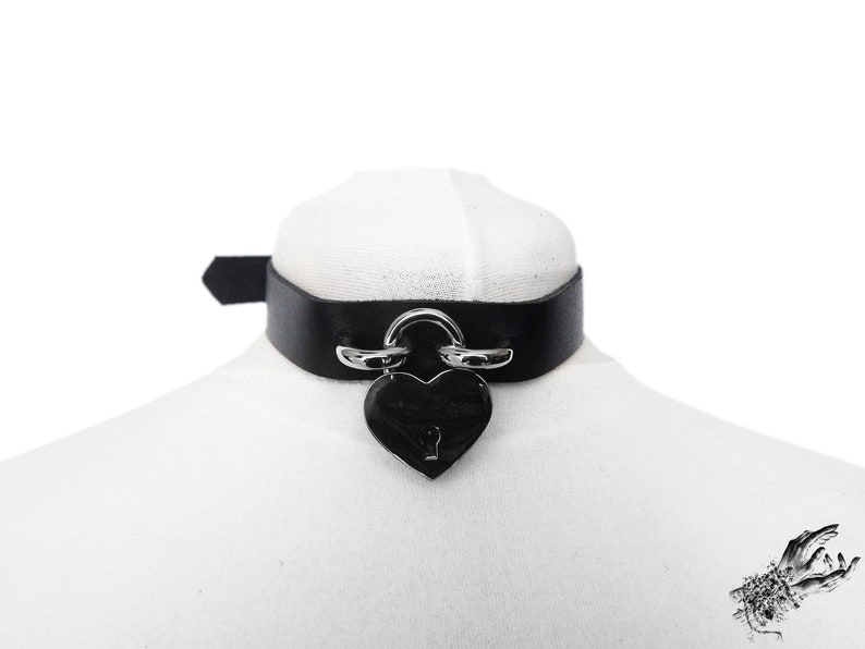 Black Heart Padlock Choker With Key Black Heart Lock Choker Etsy