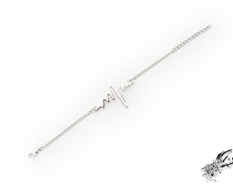 Tibetan Silver Heartbeat Bracelet - Cardiology Gift, Yami Kawaii Jewellery