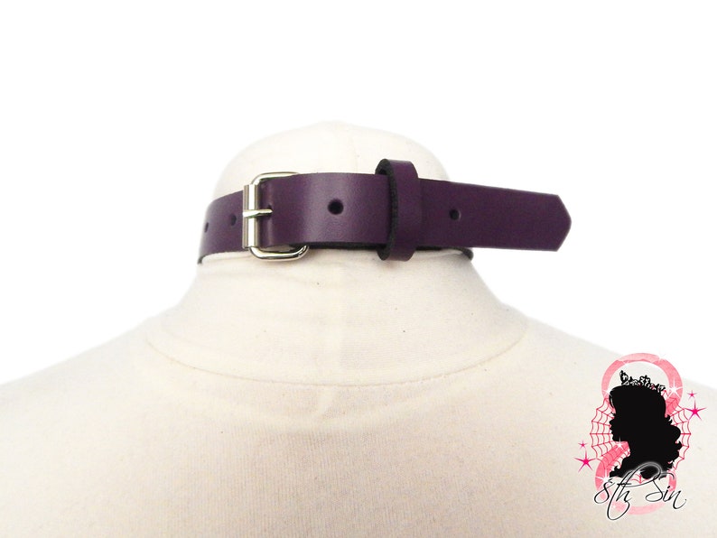 Purple Bound Heart Ring Choker, Purple Bound Heart Ring Collar, Heart and D Ring Choker, D Ring Collar, Restrained Choker, Restrained Collar image 5