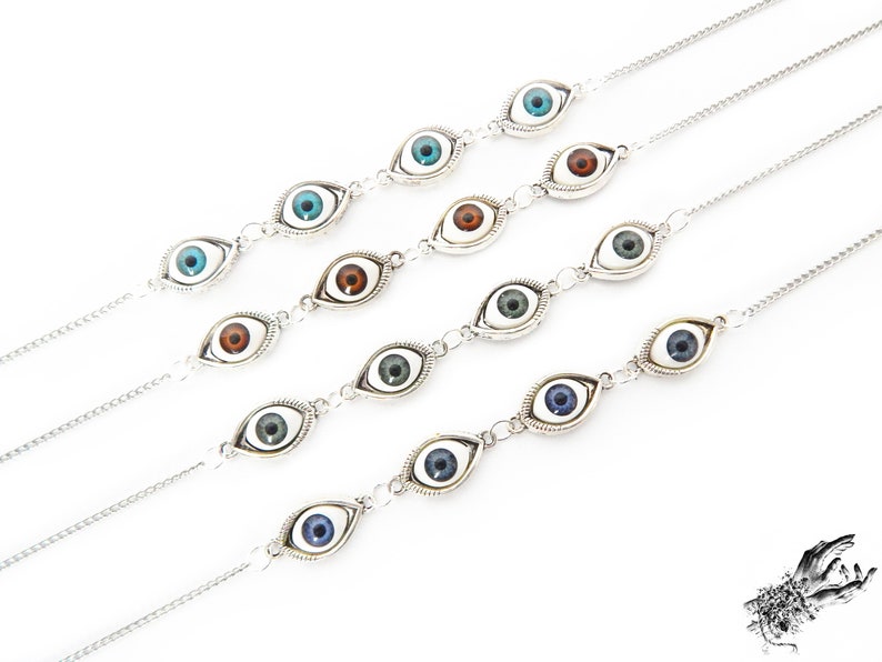 Antique Silver Evil Eye Choker Necklace, Evil Eye Necklace, Eyeball Necklace, Blue Evil Eye Necklace, Silver Evil Eye Necklace image 7