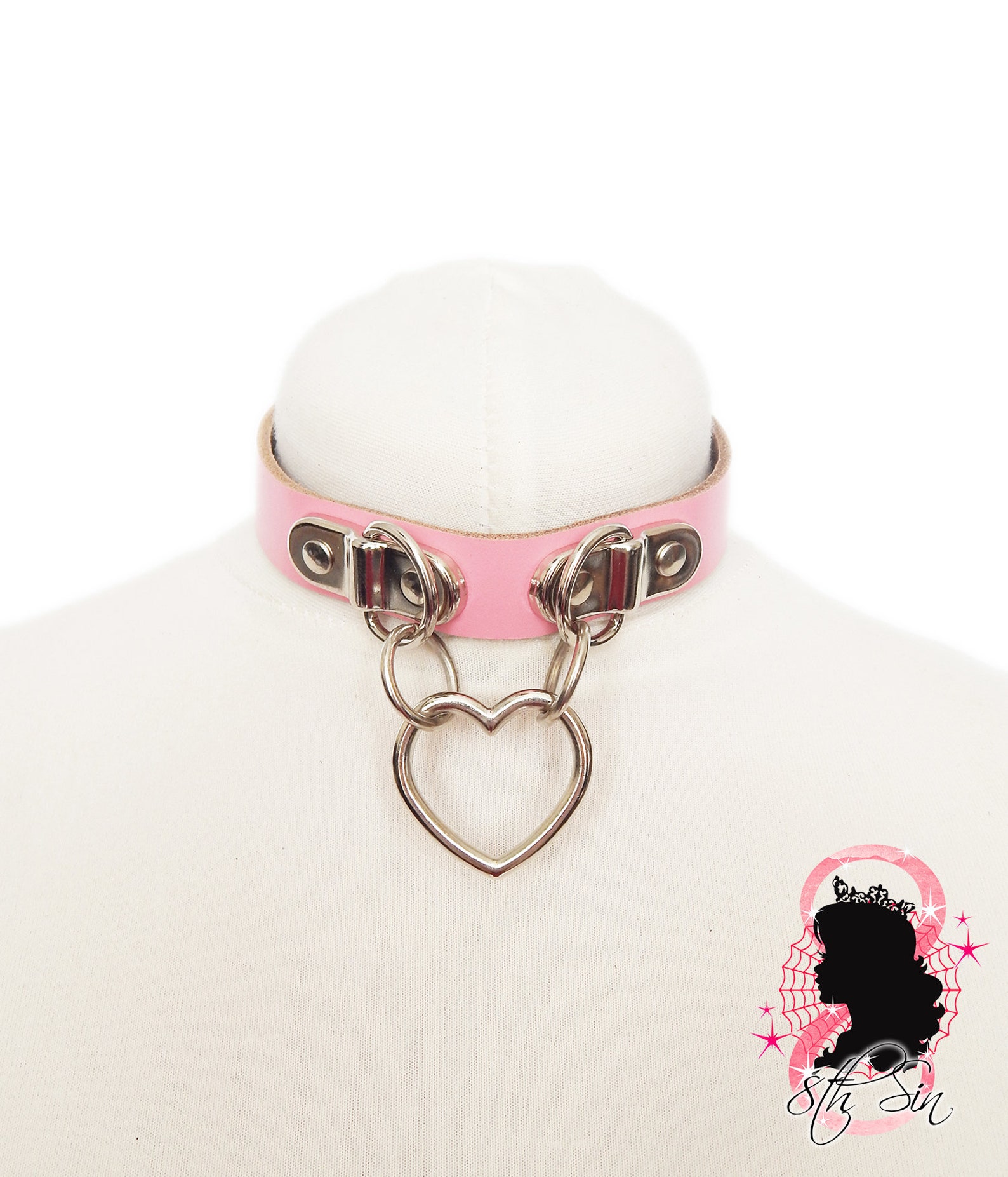 Pink Bound Heart Ring Choker Pink Bound Heart Ring Collar Etsy