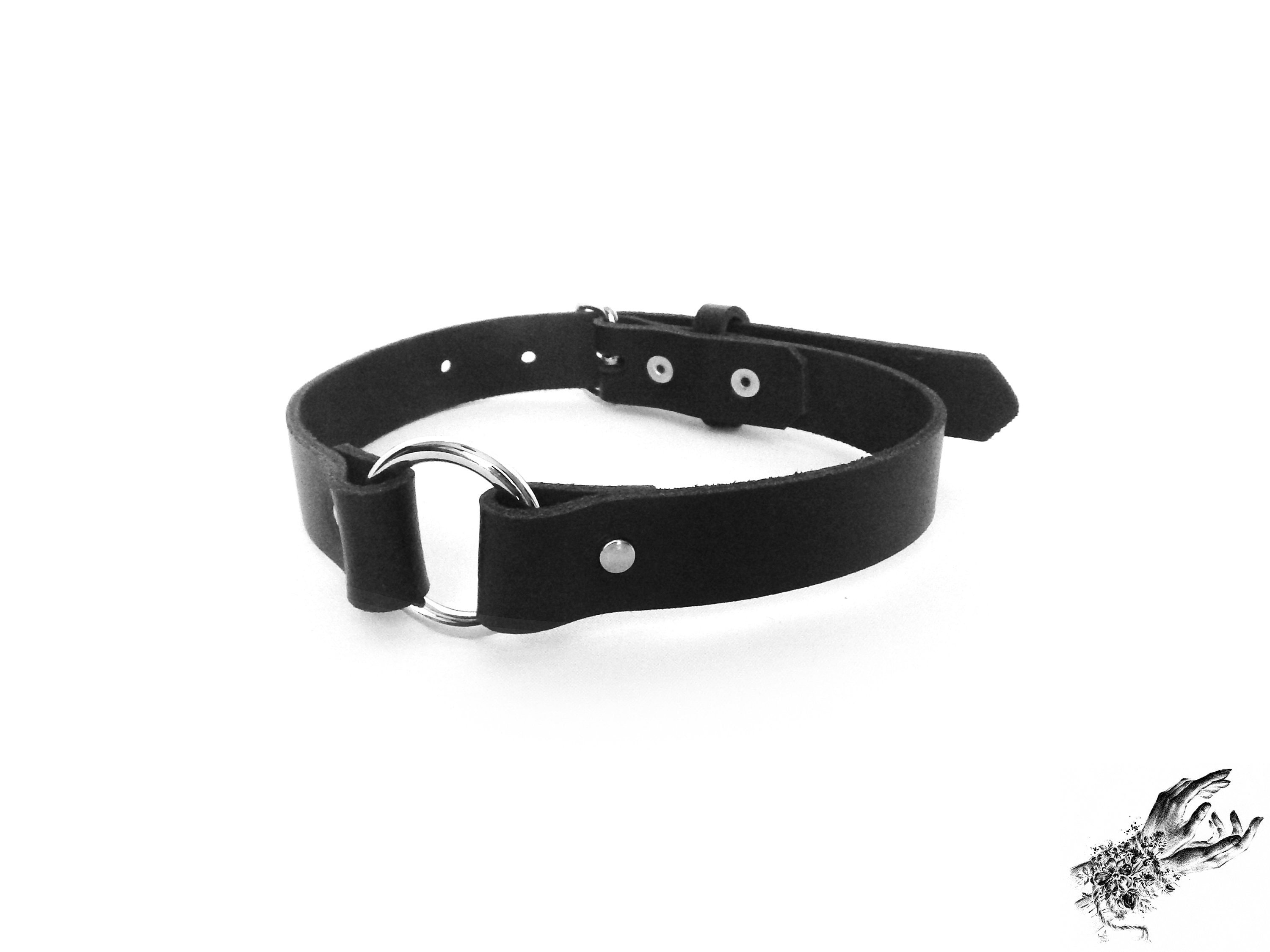Black O Ring Choker Black O Choker Leather O Ring Choker Etsy