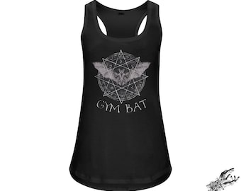 Camiseta de tirantes negra Gym Bat Racerback: Chaleco gótico ocultista