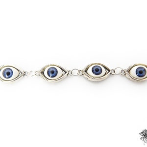 Antique Silver Evil Eye Choker Necklace, Evil Eye Necklace, Eyeball Necklace, Blue Evil Eye Necklace, Silver Evil Eye Necklace image 10