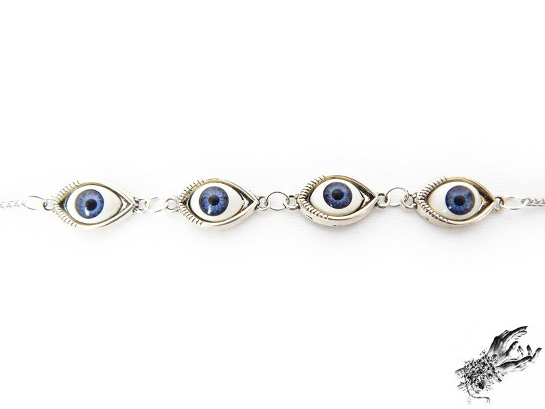 Antique Silver Evil Eye Choker Necklace, Evil Eye Necklace, Eyeball Necklace, Blue Evil Eye Necklace, Silver Evil Eye Necklace image 10