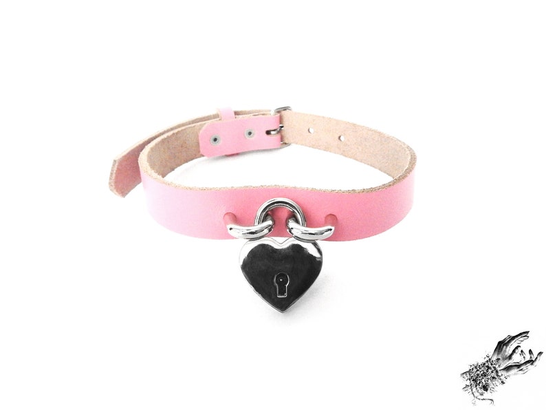 Pink Heart Padlock Choker With Key Pink Heart Lock Choker Etsy