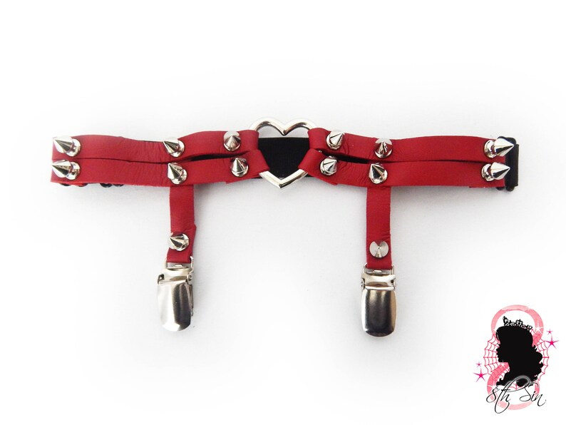 Red Heart Ring Garter Red Heart Garter Red Leather Heart Ring Thigh Garter Red Leather Heart Thigh Garter Red Heart Ring Leg Garter