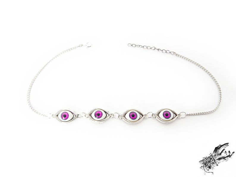 Antique Silver Evil Eye Choker Necklace, Evil Eye Necklace, Eyeball Necklace, Blue Evil Eye Necklace, Silver Evil Eye Necklace image 2