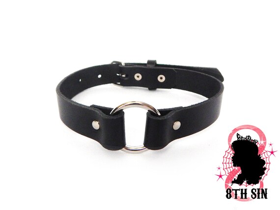 Black O Ring Choker Black O Choker Leather O Ring Choker Etsy