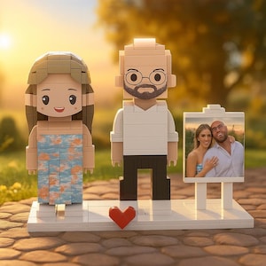 カスタムレンガスタイルのカップルミニフィギュア | パーソナライズされたビルディングブロックフィギュア | 結婚式、記念日、特別な機会のためのユニークなギフト