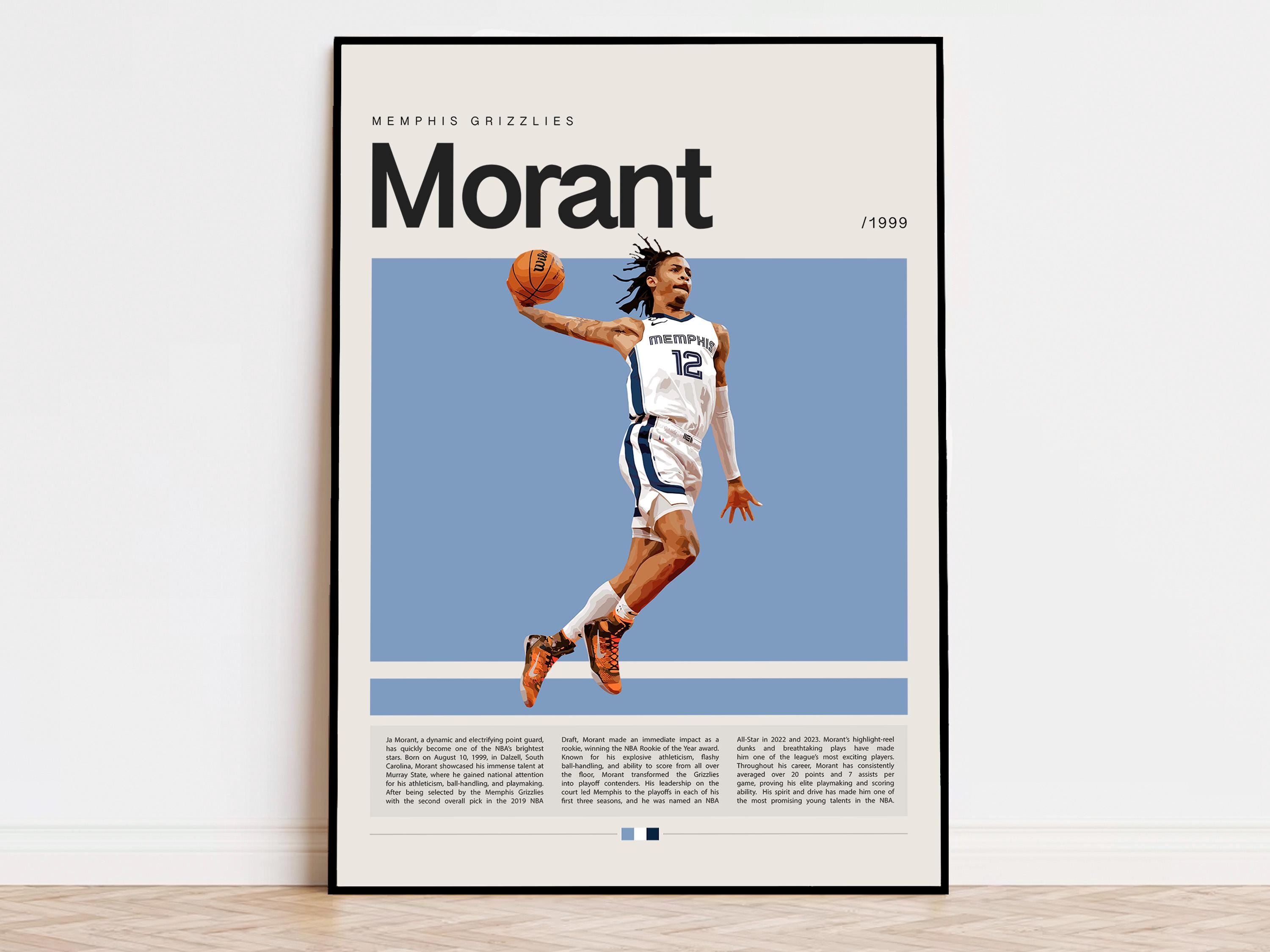 Ja Morant Poster, NBA Poster, Sports Poster, Mid Century Modern