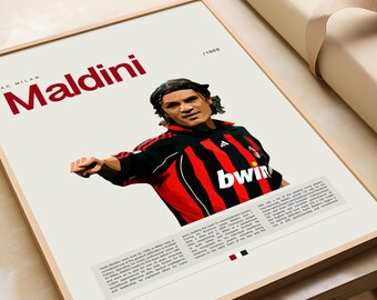 Paolo Maldini Poster, Football Poster, Soccer Poster Sports Poster