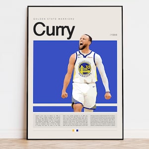 Póster de Steph Curry, Golden State Warriors, póster de la NBA, póster deportivo, estilo moderno de mediados de siglo, fanáticos de la NBA, regalo de baloncesto, pósters deportivos para el dormitorio