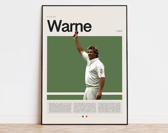 Poster di Shane Warne, poster di cricket, poster sportivo, arte sportiva moderna, regali di cricket, arte di cricket