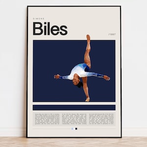 Simone Biles Poster, Gymnastics Poster, Sports Poster, Modern Sports Art, Gymnast Gifts, Gymnastics Art
