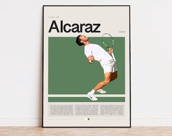 Póster de Carlos Alcaraz, Póster de tenis, Impresión de Carlos Alcaraz, Póster deportivo, Arte deportivo moderno, Regalos de tenis, Póster minimalista, Arte de tenis