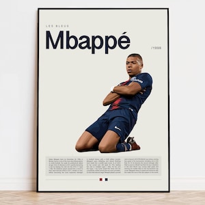 Kylian Mbappé Poster, Football Poster, Soccer Poster Sports Poster, Modern Sports Art, Soccer Player Gift, Football Wall Art