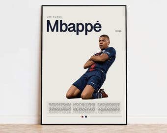 Kylian Mbappé Poster, Football Poster, Soccer Poster Sports Poster, Modern Sports Art, Soccer Player Gift, Football Wall Art