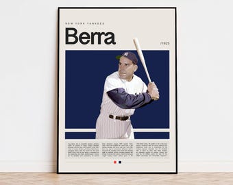Yogi Berra Poster, Baseball Poster, New York Yankees, Sports Poster, Modern Sports Art, Baseball Gifts, Baseball Art