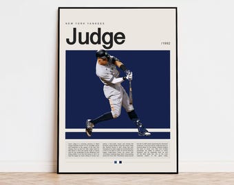 Aaron Judge Poster, Baseball Poster, New York Yankees, Sports Poster, Modern Sports Art, Baseball Gifts, Baseball Art