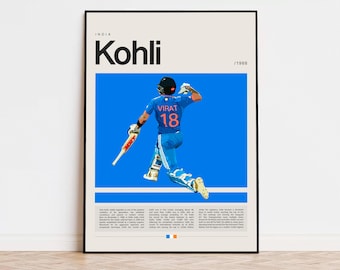 Poster Virat Kohli, Poster di cricket, Poster sportivo, Arte sportiva moderna, Regali di cricket, Arte di cricket