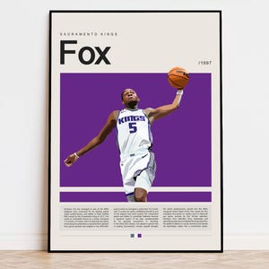 De&#39;Aaron Fox Poster, NBA Poster, Sports Poster, Mid Century Modern, NBA Fans, Basketball Gift, Sports Bedroom Posters