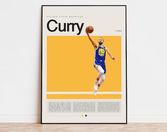 Steph Curry Poster, Golden State Warriors, NBA Poster, Sports Poster, Mid Century Modern, NBA Fans, Basketball Gift, Sports Bedroom Posters