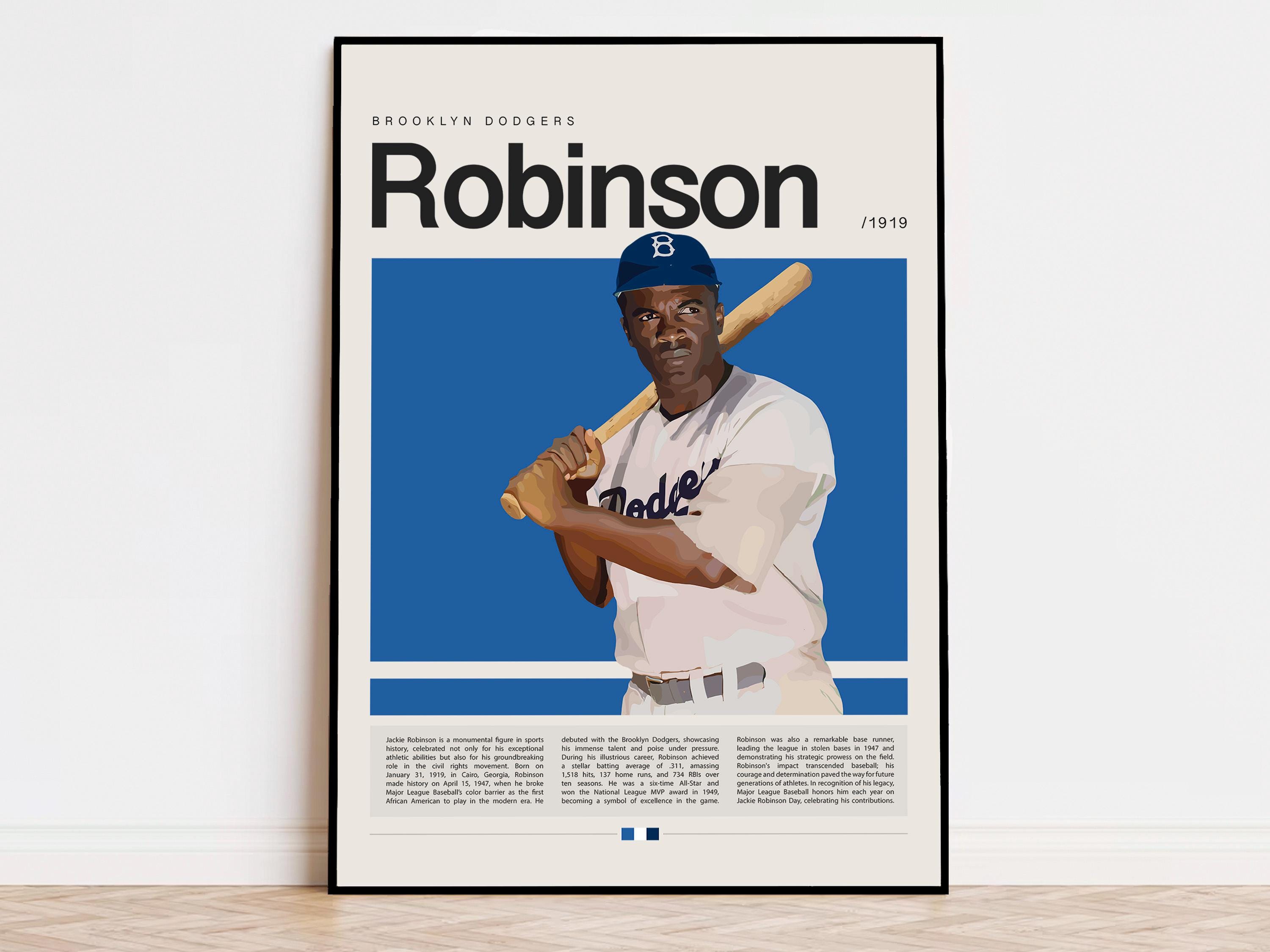 Jackie Robinson Poster, Baseball Poster, Brooklyn Dodgers, Sports