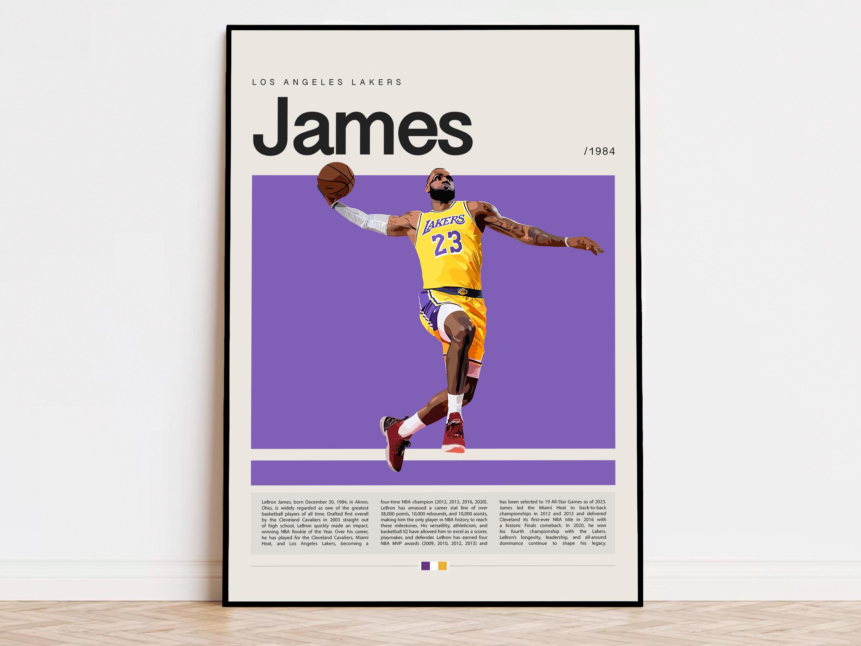 Lebron James Poster, NBA Poster, Sports Poster, Mid Century Modern
