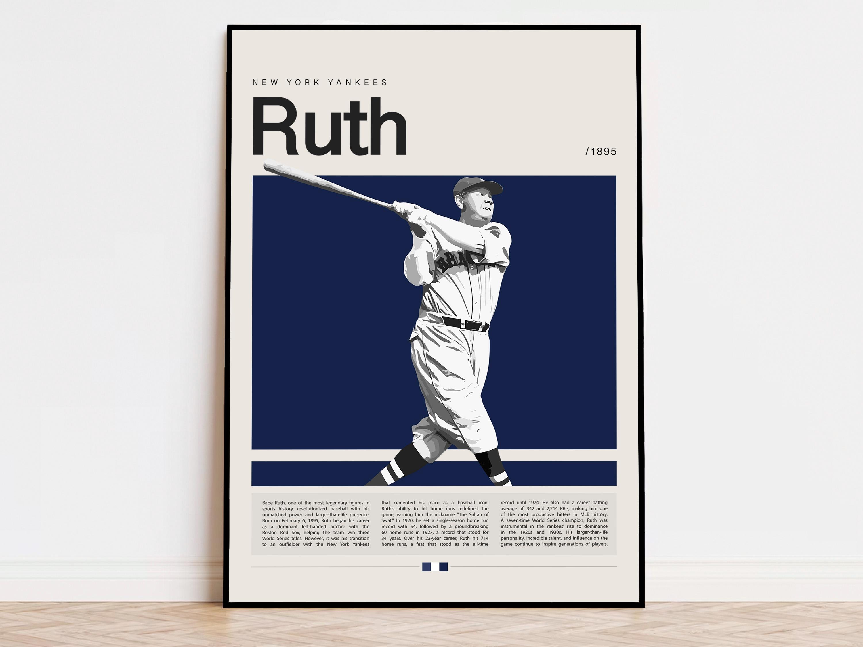 Babe Ruth Poster, Baseball Poster, New York Yankees, Sports Poster ...
