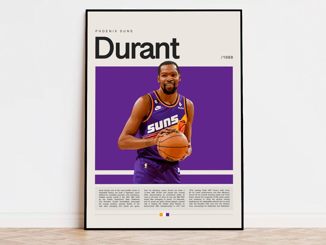Kevin Durant Poster, NBA Poster, Sports Poster, Mid Century Modern