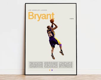 Kobe Bryant Poster, NBA Poster, Sports Poster, Mid Century Modern, NBA Fans, Basketball Gift, Sports Bedroom Posters