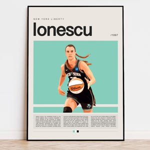 Sabrina Ionescu Poster, WNBA Poster, Sports Poster, Mid Century Modern, NBA Fans, Basketball Gift, Sports Bedroom Posters