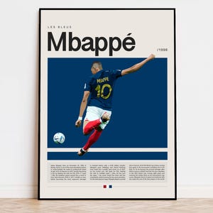 Kylian Mbappé Poster, Football Poster, Soccer Poster Sports Poster, Modern Sports Art, Soccer Player Gift, Football Wall Art