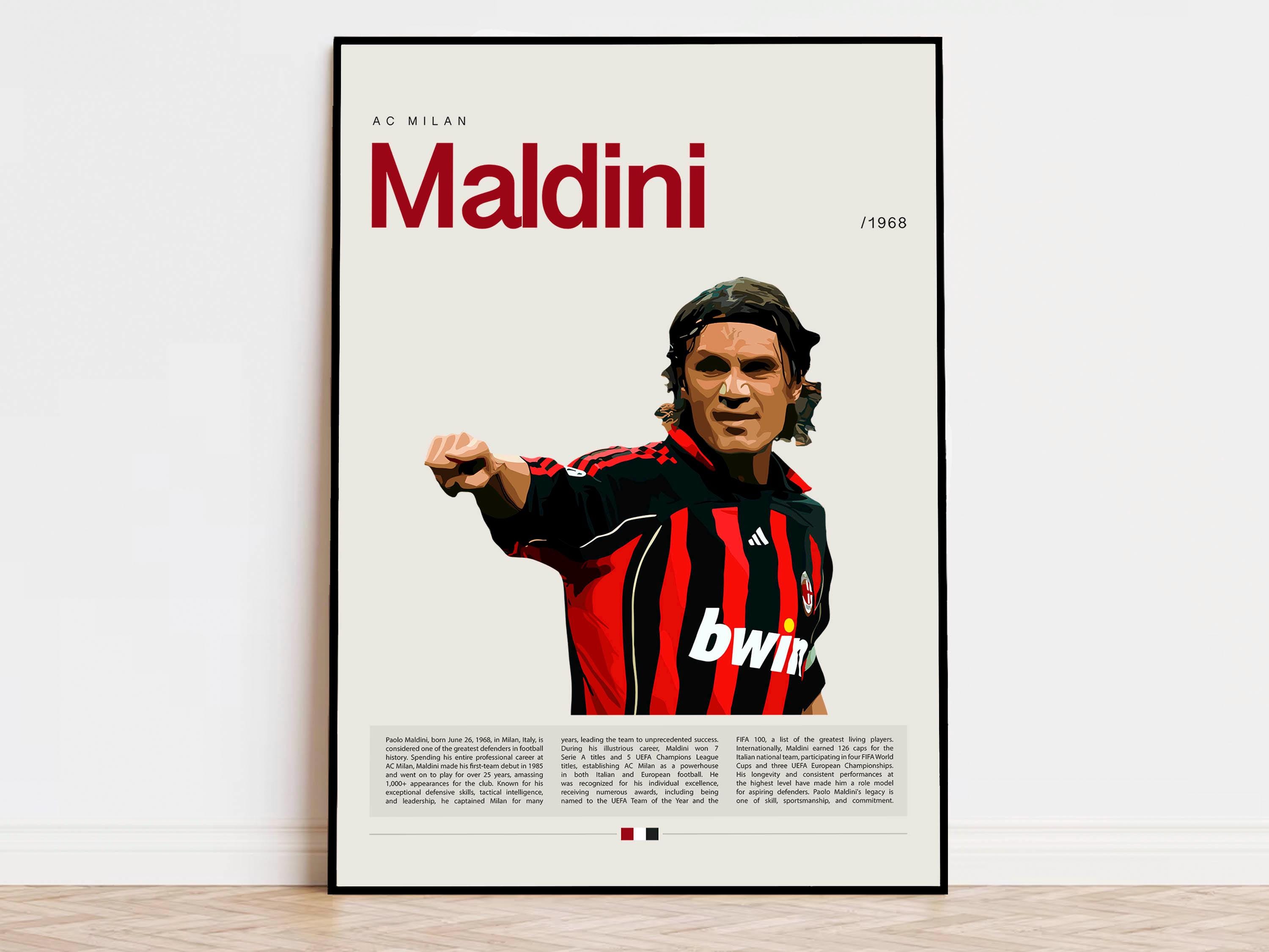 Paolo Maldini Poster, Football Poster, Soccer Poster Sports Poster