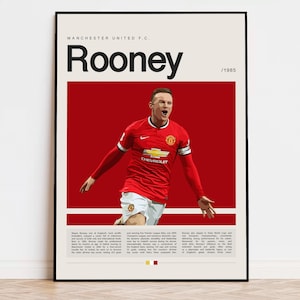 Wayne Rooney Poster, Football Poster, Soccer Poster Sports Poster, Modern Sports Art, Soccer Player Gift, Football Wall Art