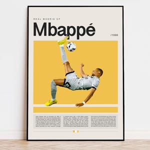 Kylian Mbappé Poster, Football Poster, Soccer Poster Sports Poster, Modern Sports Art, Soccer Player Gift, Football Wall Art