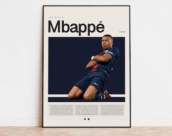 Kylian Mbappé Poster, Football Poster, Soccer Poster Sports Poster, Modern Sports Art, Soccer Player Gift, Football Wall Art