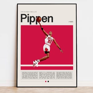 Scottie Pippen Poster, NBA Poster, Sports Poster, Mid Century Modern, NBA Fans, Basketball Gift, Sports Bedroom Posters