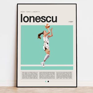 Sabrina Ionescu Poster, WNBA Poster, Sports Poster, Mid Century Modern, NBA Fans, Basketball Gift, Sports Bedroom Posters