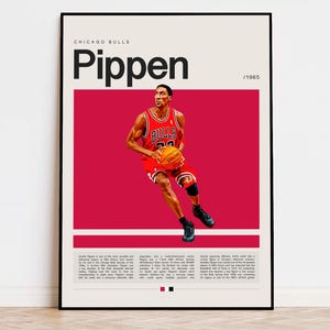 Scottie Pippen Poster, NBA Poster, Sports Poster, Mid Century Modern, NBA Fans, Basketball Gift, Sports Bedroom Posters