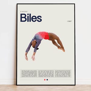 Simone Biles Poster, Gymnastics Poster, Sports Poster, Modern Sports Art, Gymnast Gifts, Gymnastics Art