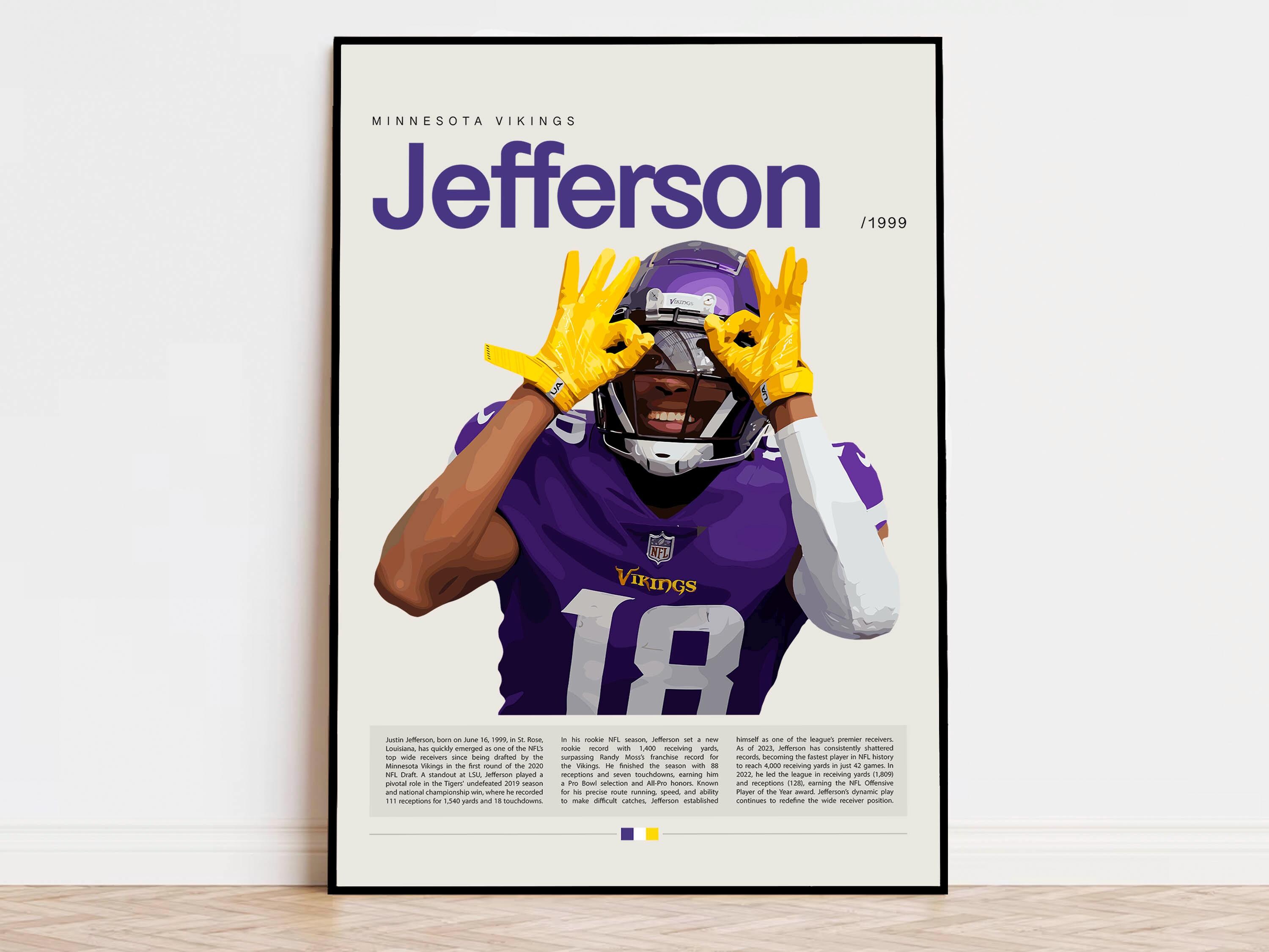 Justin Jefferson Poster, NFL Poster, Sports Poster, Modern Sports Art, NFL  Gifts, Super Bowl Poster, American Football Poster