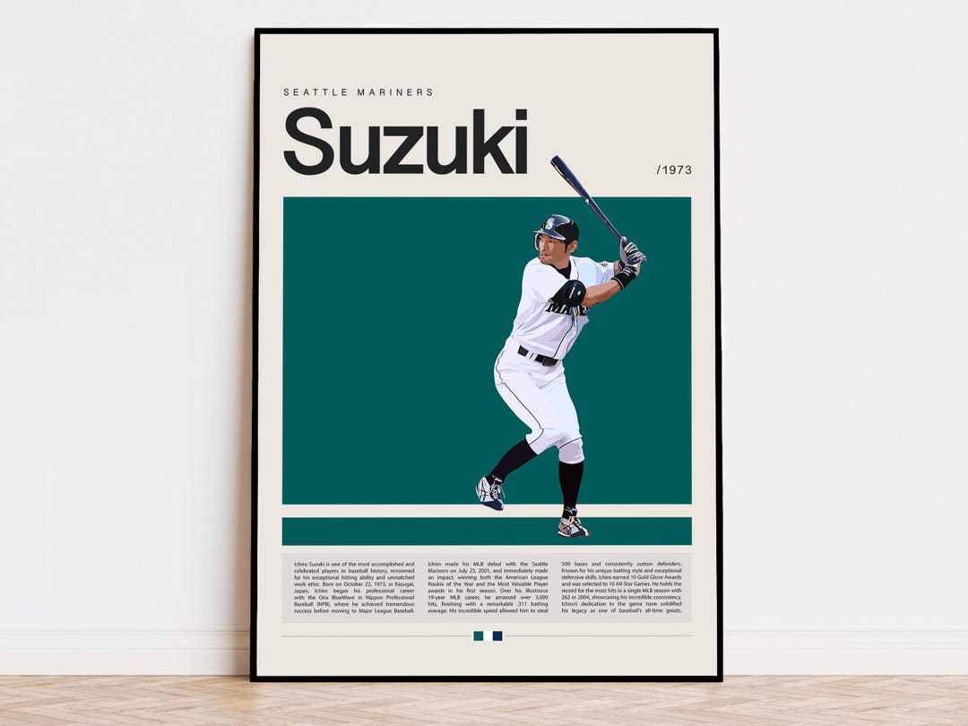 Ichiro Suzuki Poster, Baseball Poster, Seattle Mariners, Sports