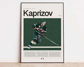 Póster de Kirill Kaprizov, póster de la NHL, póster deportivo, arte deportivo moderno, regalos de la NHL, póster de hockey sobre hielo, regalo de hockey
