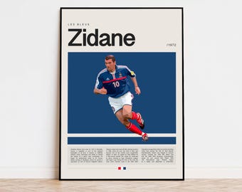 Zinedine Zidane Poster, Fußball Poster, Fußball Poster Sport Poster, Moderne Sportkunst, Fußballspieler Geschenk, Fußball Wandkunst