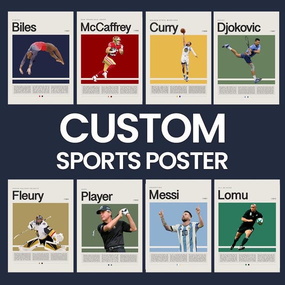 Custom Sports Poster, Custom Athlete Poster Sports Poster, Modern Sports Art, Personalised Gifts, Minimalist Poster, Digital Download