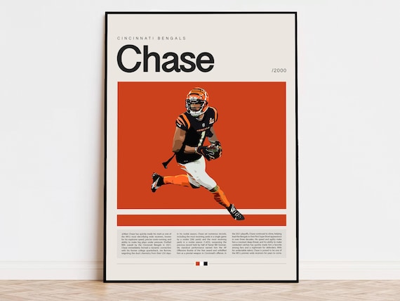 NFL選手アートポスターカタログ　A2版 Ja'marr Chase Poster, NFL Poster, Sports Poster, Modern Sports Art