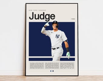 Aaron Judge Poster, Baseball Poster, New York Yankees, Sports Poster, Modern Sports Art, Baseball Gifts, Baseball Art